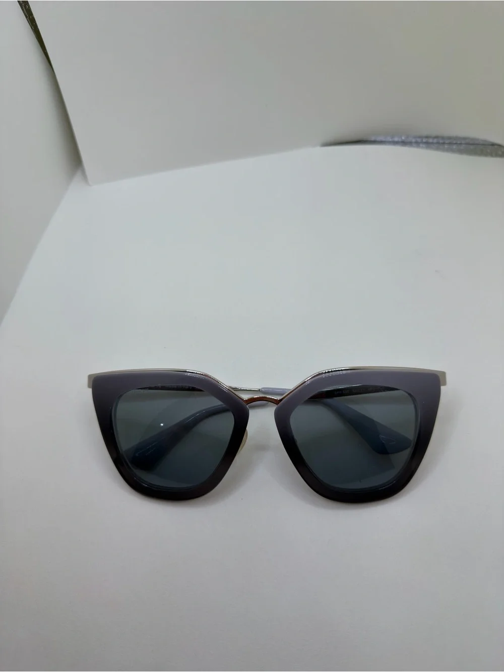 Prada Silver and Light Gray Square Sunglasses